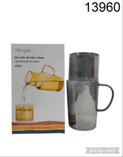 Imagen de JARRA DE VIDRIO 700ML + VASO 3.26